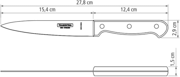 Tramontina Fleischmesser, 15 cm, Edelstahl, Holzgriff, spülmaschinenfest, 29810/268, Braun, Fleischm