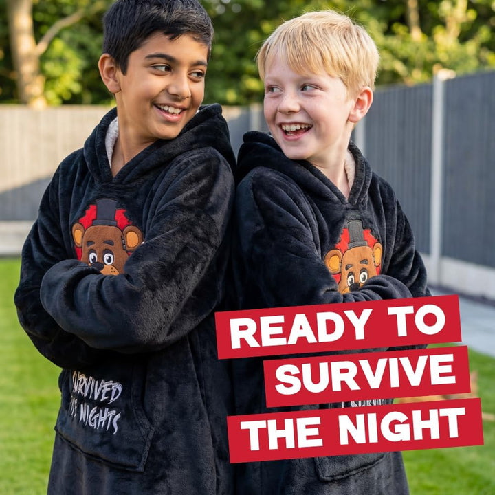 Five Nights at Freddy's Jungen tragbarer Decken-Hoodie | Kinder-Kapuzenpullover aus Sherpa-Fleece in