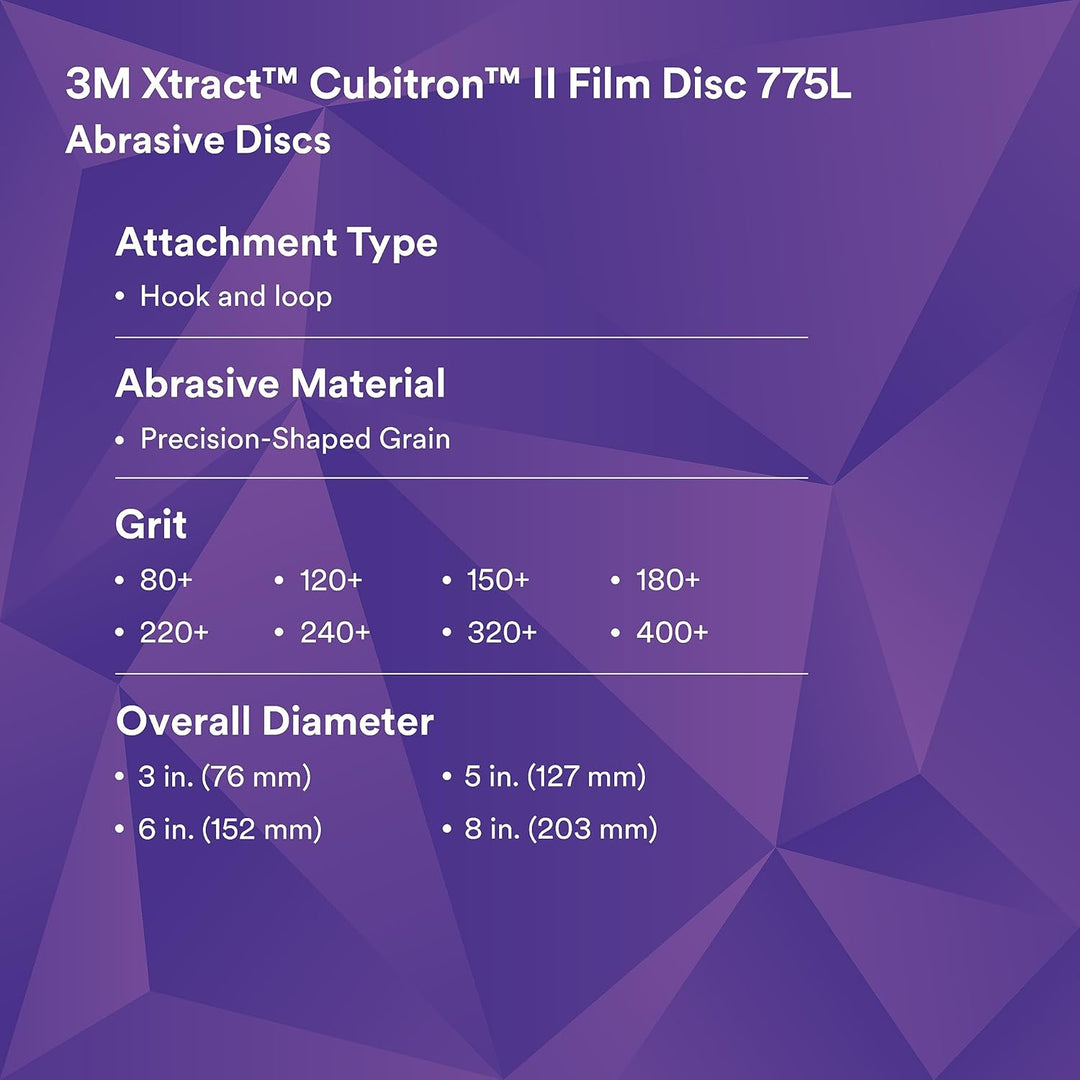 3M Xtract Cubitron, Filmscheibe 775L, 127 mm, 120+, Sauberer Sand, 50 Scheiben pro Packung, 127 mm
