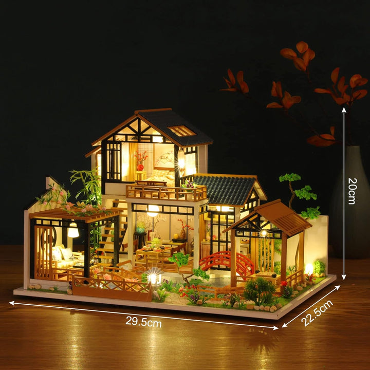 Cuteefun DIY Miniatur Puppenhaus Kit zum BAU Miniatur Haus mit Musik Möbeln und Werkzeugen Selber Ba