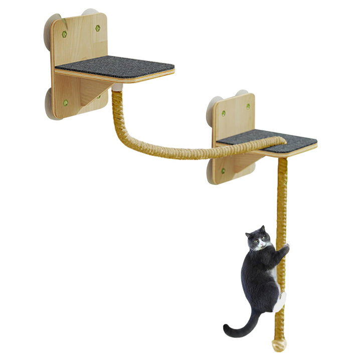 Wandregal für Katzen – Kletterwand für den Innenbereich mit Kratzbrett, Treppen und Spielzeug in Tur