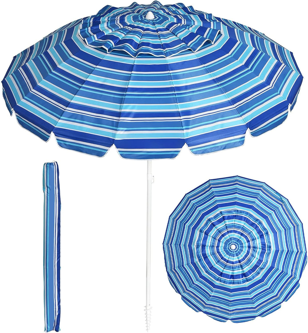 GOPLUS Strandschirm, Sonnenschirm um 30° knickbar, Gartenschirm UV 50+, Tischschirm mit Bodenhülse,