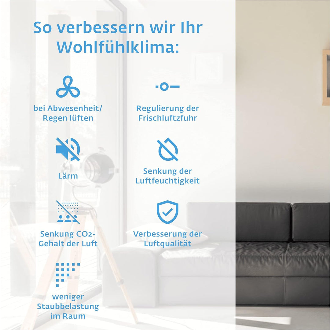 SIEGENIA AEROPAC Wand-Lüfter leise & energiesparend, dezentrale Wohnraum-Lüftung, hohe Luftleistung
