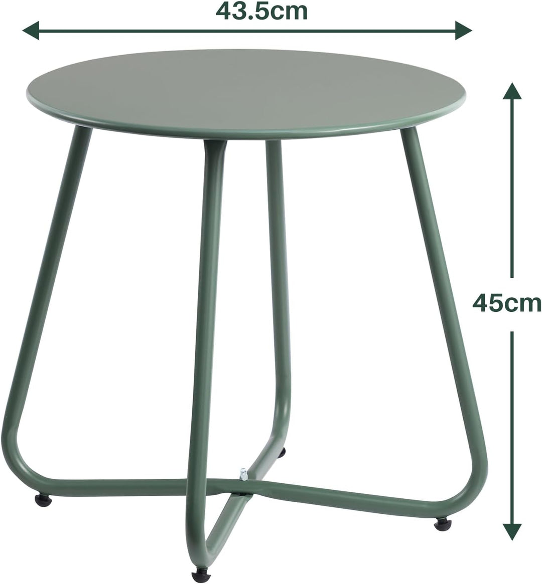 HollyHOME Beistelltisch Outdoor Balkontisch Klein Gartentisch Rund Beistelltisch Metall Wetterfest L