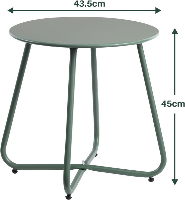 HollyHOME Beistelltisch Outdoor Balkontisch Klein Gartentisch Rund Beistelltisch Metall Wetterfest L