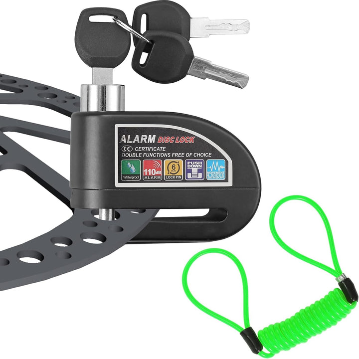 EYPINS Bremsscheibenschloss Motorrad Alarm 110dB, Scheibenschloss Motorradschloss mit 1,2m Erinnerun