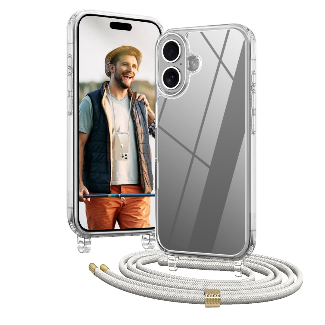 Handykette für iPhone 16 Plus Hülle mit Band, [Verstellbarem und Demontage Umhängeband], Transparent