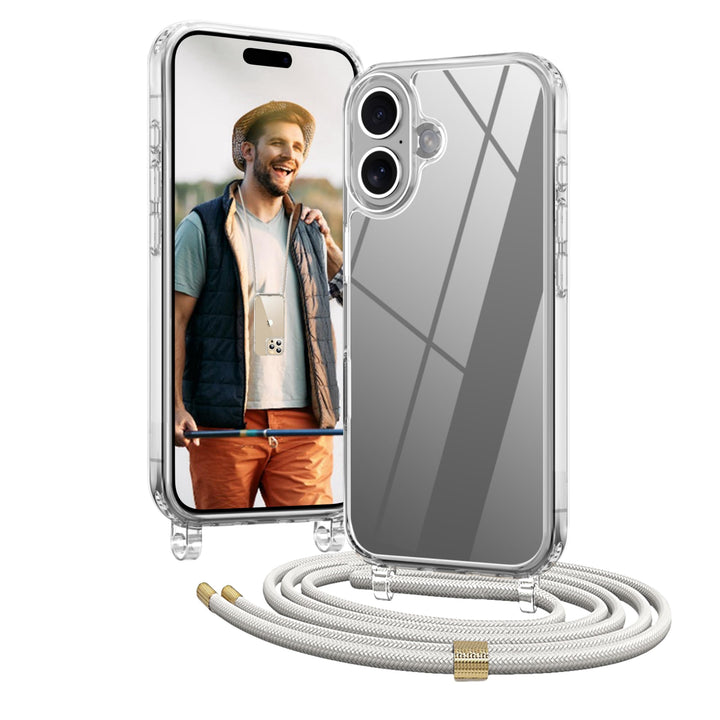 Handykette für iPhone 16 Plus Hülle mit Band, [Verstellbarem und Demontage Umhängeband], Transparent
