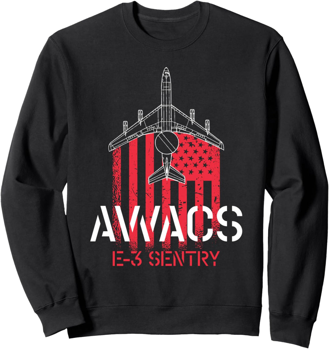 E-3 Sentry AWACS - US Flagge Militärflugzeug Pilot Sweatshirt