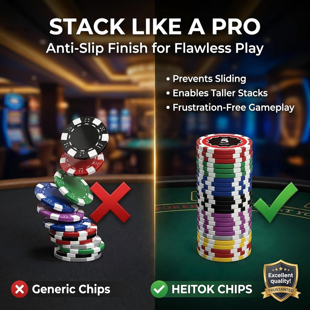 Poker-Set mit Wertigkeiten, 100 Stück 11,5-Gramm nummerierte Chips in Kartonverpackung von $1 bis $5
