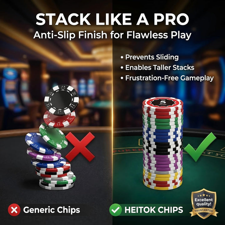 Poker-Set mit Wertigkeiten, 100 Stück 11,5-Gramm nummerierte Chips in Kartonverpackung von $1 bis $5