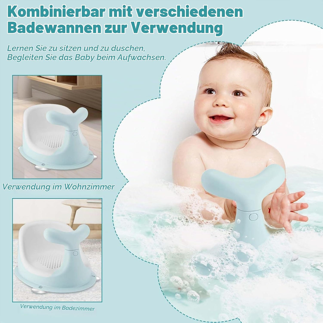 Niedlicher Walform Baby Badewannensitz,atmungsaktives und elastisches Netz-Silikonkissen,ergonomisch