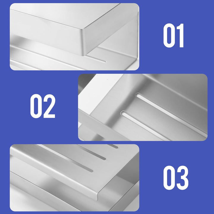 Duschablage Ohne Bohren mit 4-Haken,Duschregal aus Edelstahl SUS304 Duschregal Wandmontage Badregal,