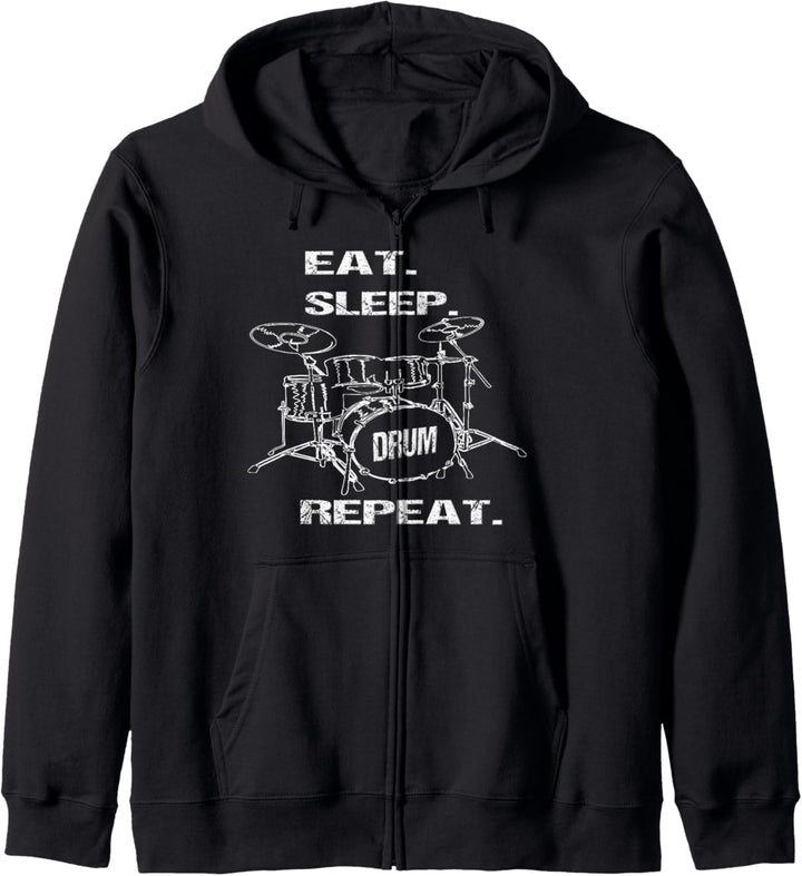 EAT SLEEP DRUM REPEAT Drummer Drums Musiker Musik Kapuzenjacke