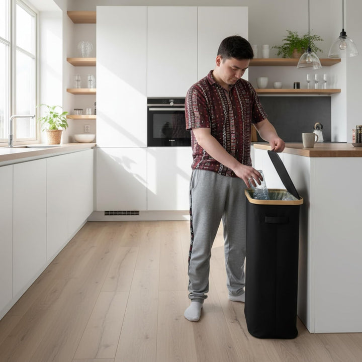 Gelber Sack Ständer 80L – für 62×90 cm Gelbe Säcke – Mülleimer mit Deckel - Müllsackständer für Gelb