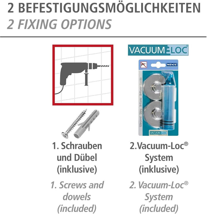 WENKO Vacuum-Loc® Toilettenpapierrollenhalter Capri, hochwertiger Toilettenpapierspender zur Wandmon
