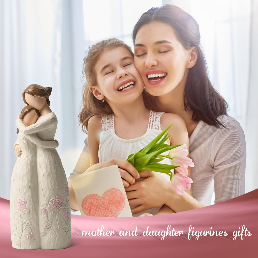 LEWOME Gifts for Mom from Daughter, Mother and Daughter Hand Painted Figurines, Birthday Gifts for M