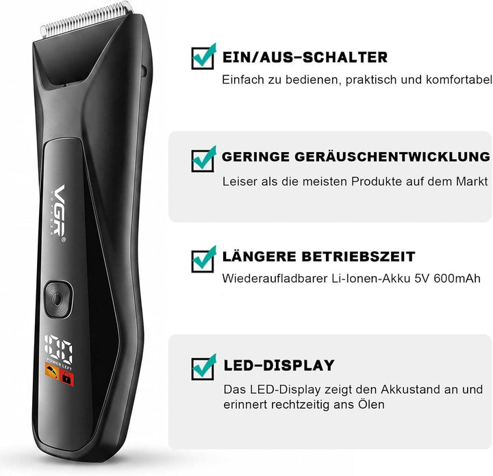 VGR 938 Intimrasierer Mann Kabelloser, Körperrasierer Herren mit Keramikklingen, Rasierer Herren Int