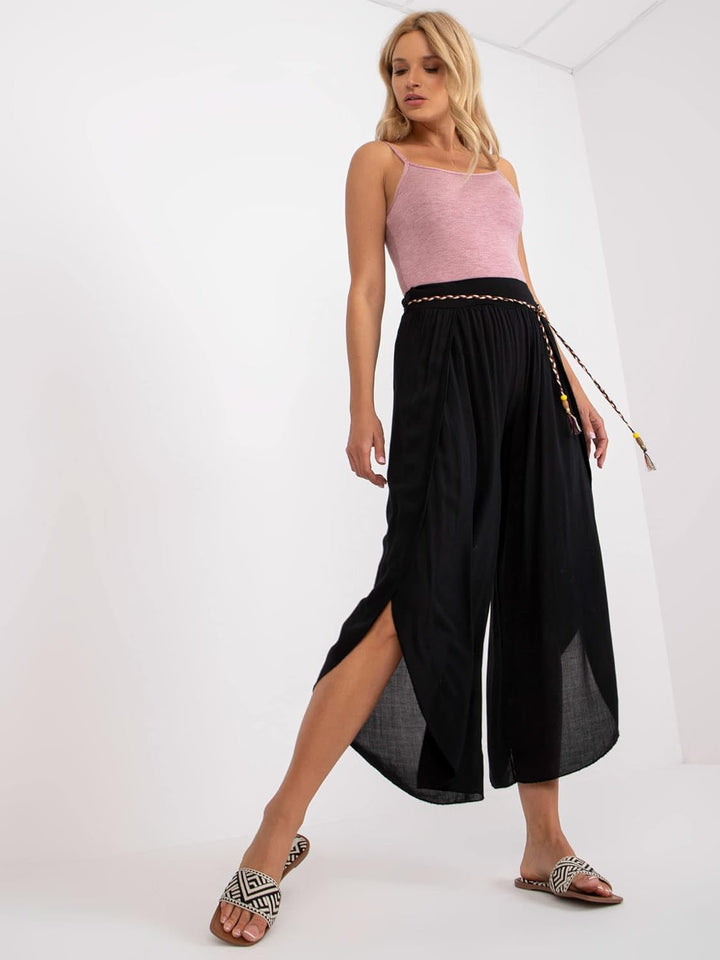 Weite Lockere Damenhose mit Geschlitztem Bein Damenhose mit Schlitzen Wickelbeinen, Luftig Leichte V