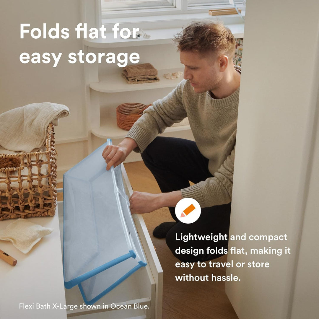 Stokke Flexi Bath X-Large, Ocean Blue - Geräumige faltbare Babybadewanne - Leichte Konstruktion & ei