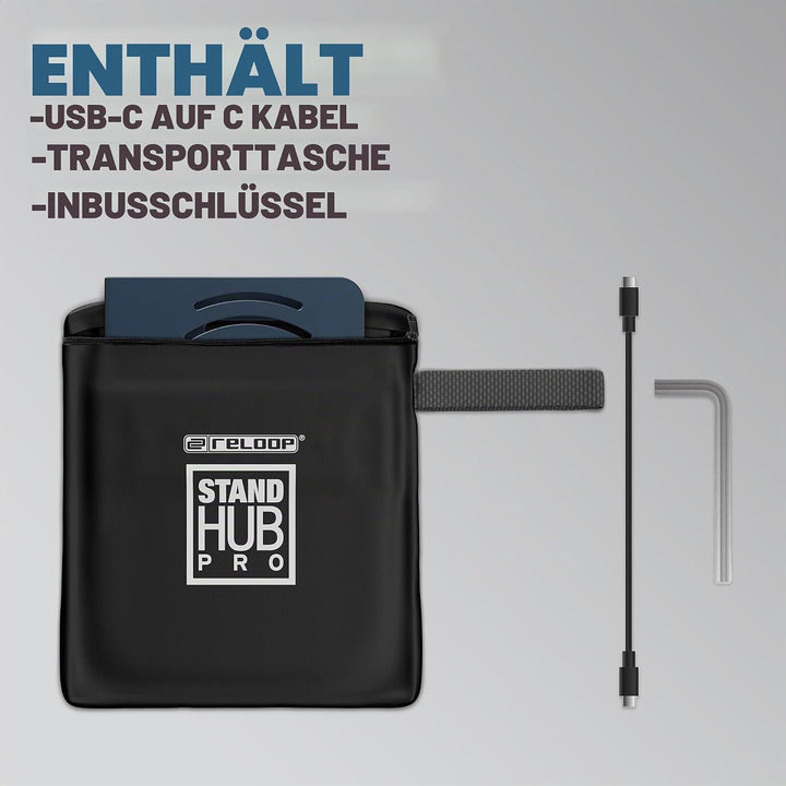 Reloop Stand Hub Pro - Laptop-Ständer und 10-in-1-Multimedia-Hub mit Power Delivery