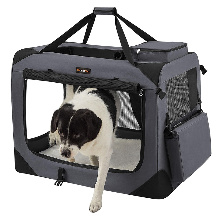Feandrea Hundebox faltbar, Transportbox Hund, XL, Hundetasche, Oxford-Gewebe, Netzstoff, atmungsakti