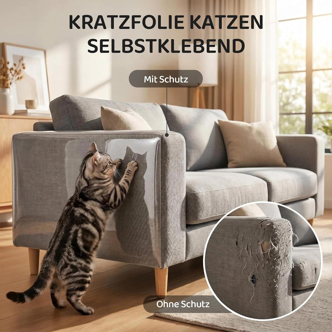 Kratzschutz Sofa Katze 45cm x 500cm, Kratzfolie Katzen Selbstklebend, Anti Kratz Folie für Katzen, K