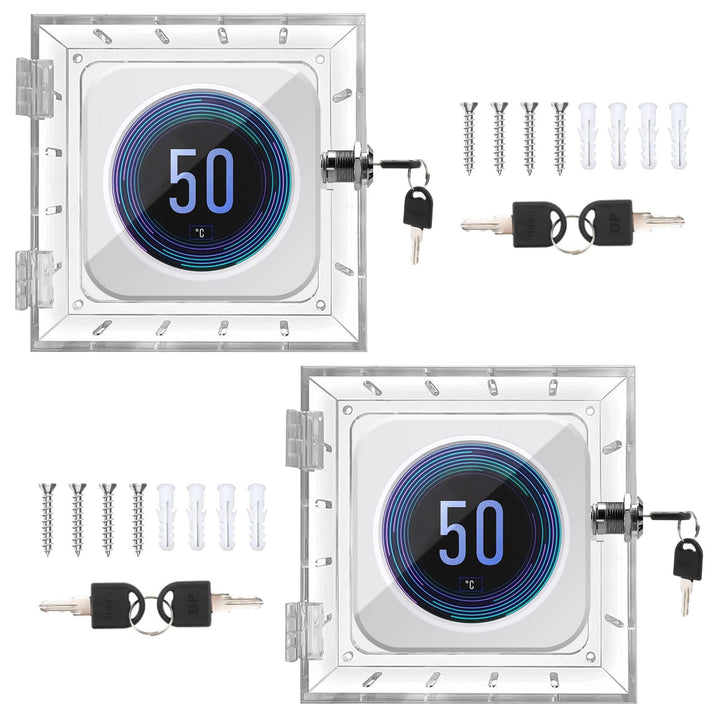 Yallmie 2 Stück Thermostatschutz,12X14.3X4.5cm Thermostat Schliesskasten Transparenter Thermostat Ab