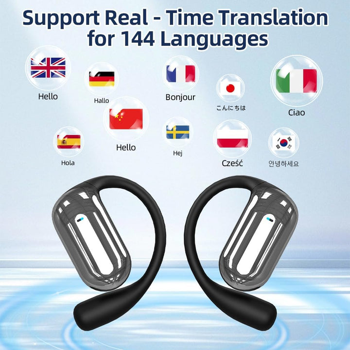 Echtzeit Übersetzungskopfhörer, AI Übersetzer Kopfhörer 144 Sprachen, Translation Earbuds Bluetooth