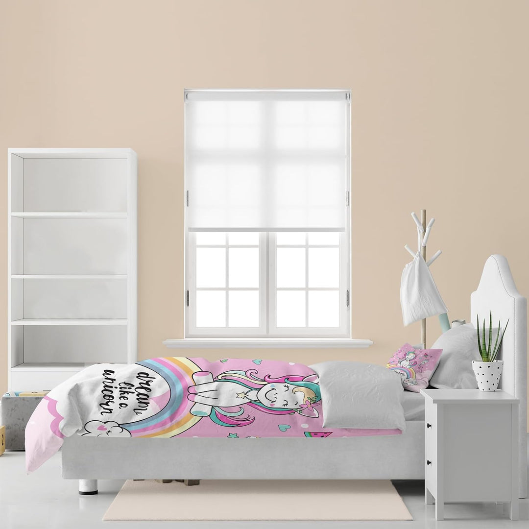 AVJWWD Einhorn Bettwäsche Set Kinder Mikrofaser Bettwäsche Cartoon Einhorn 3D Gedruckt Bettbezug 3 T