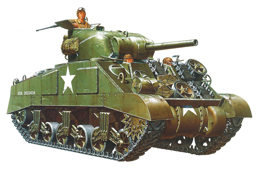 TAMIYA 35190 - 1:35 US Mitl. Pz. M4 Sherman Früh. (3), Modellbau, Plastik Bausatz, Basteln, Hobby, K