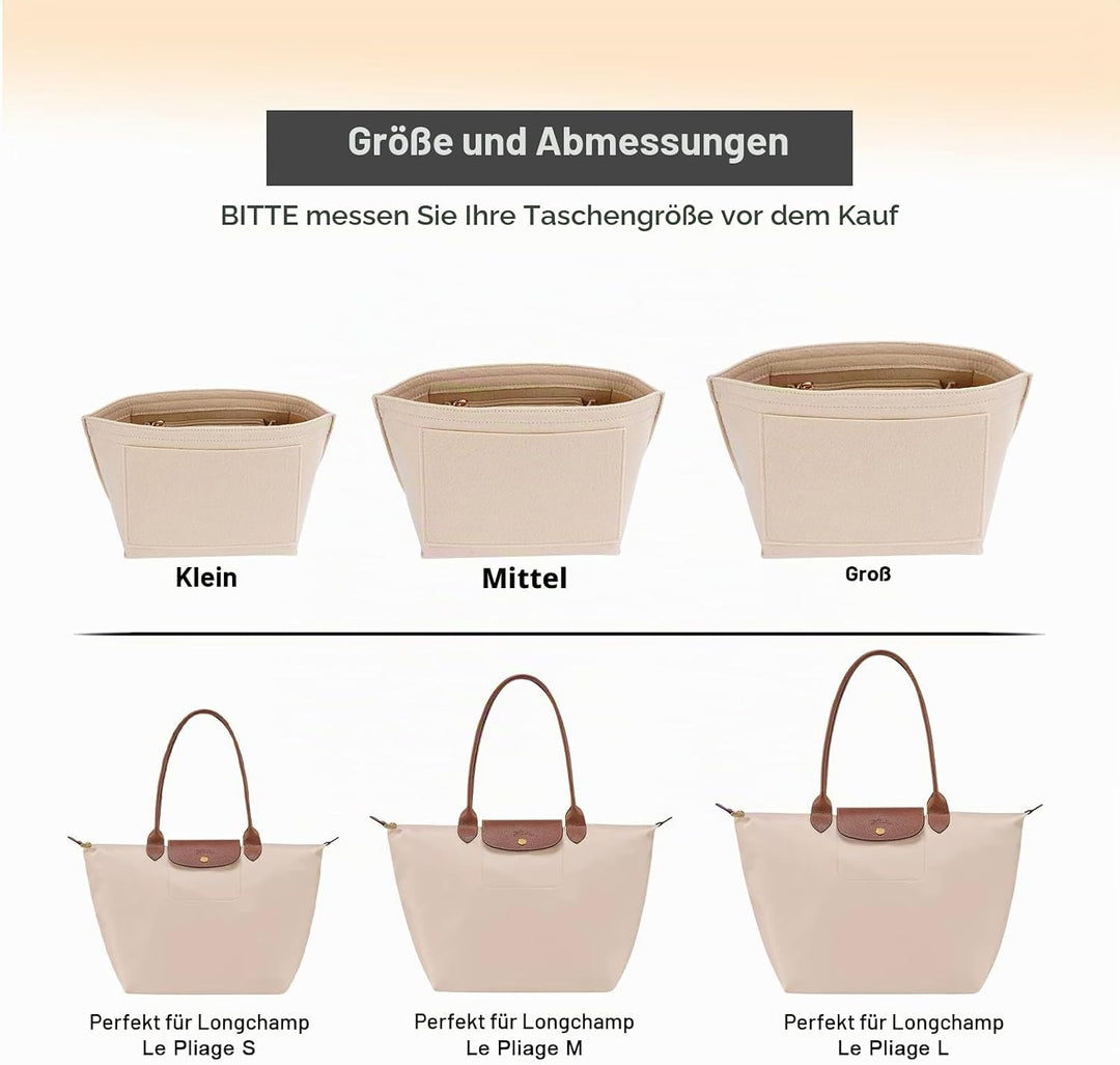 LOUKAYCCI Filz-Organizer-Handtascheneinsatz, Beige