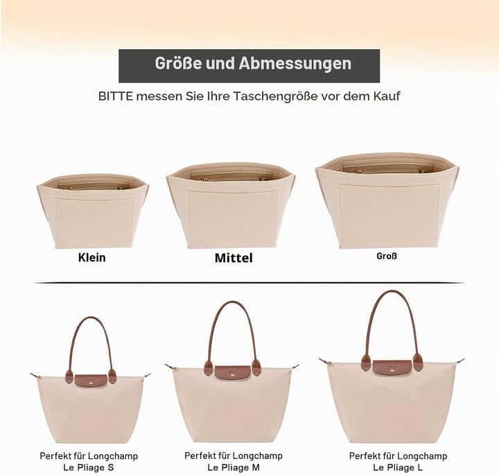 LOUKAYCCI Filz-Organizer-Handtascheneinsatz, Beige