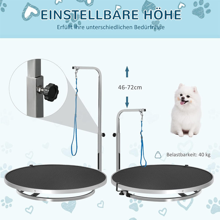 PawHut Trimmtisch für Hunde drehbar Hundepflegetisch mit höhenverstellbarem Galgen Schlinge rutschfe