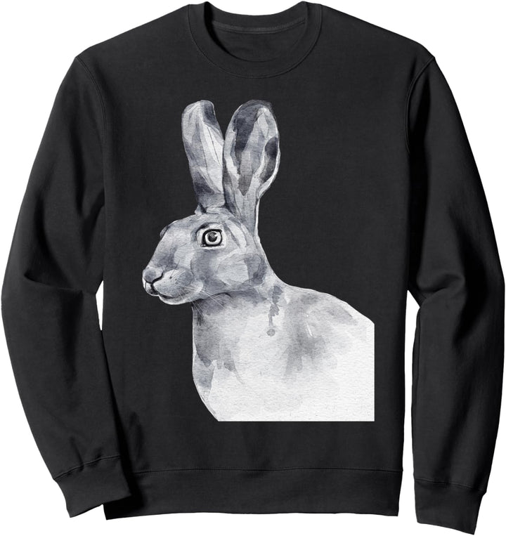 Kaninchen Geschenk illustriert Aquarell Tier Schwarzweiss Sweatshirt