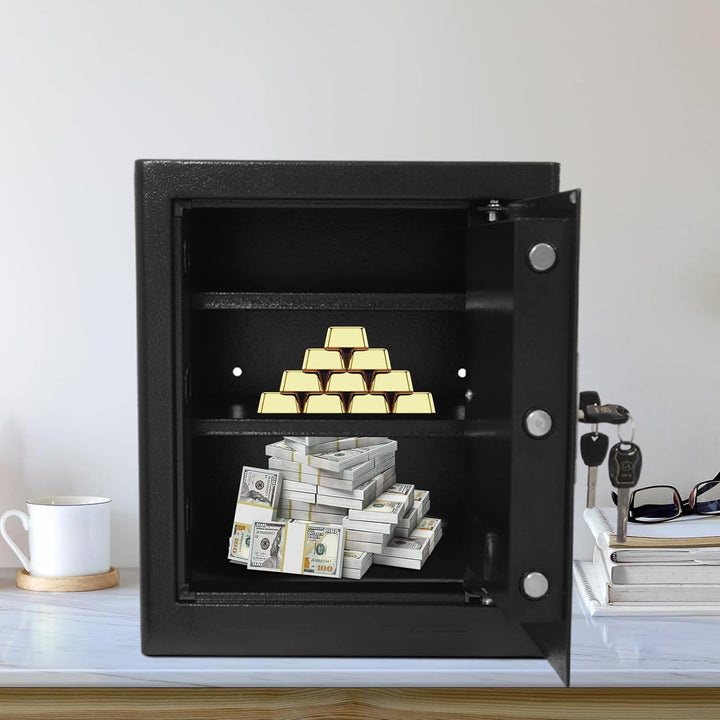 Elektronischer Tresor | 38 * 31 * 45cm | 43L Q195 Kohlenstoffstahl Doppelschloss Elektronischer Safe