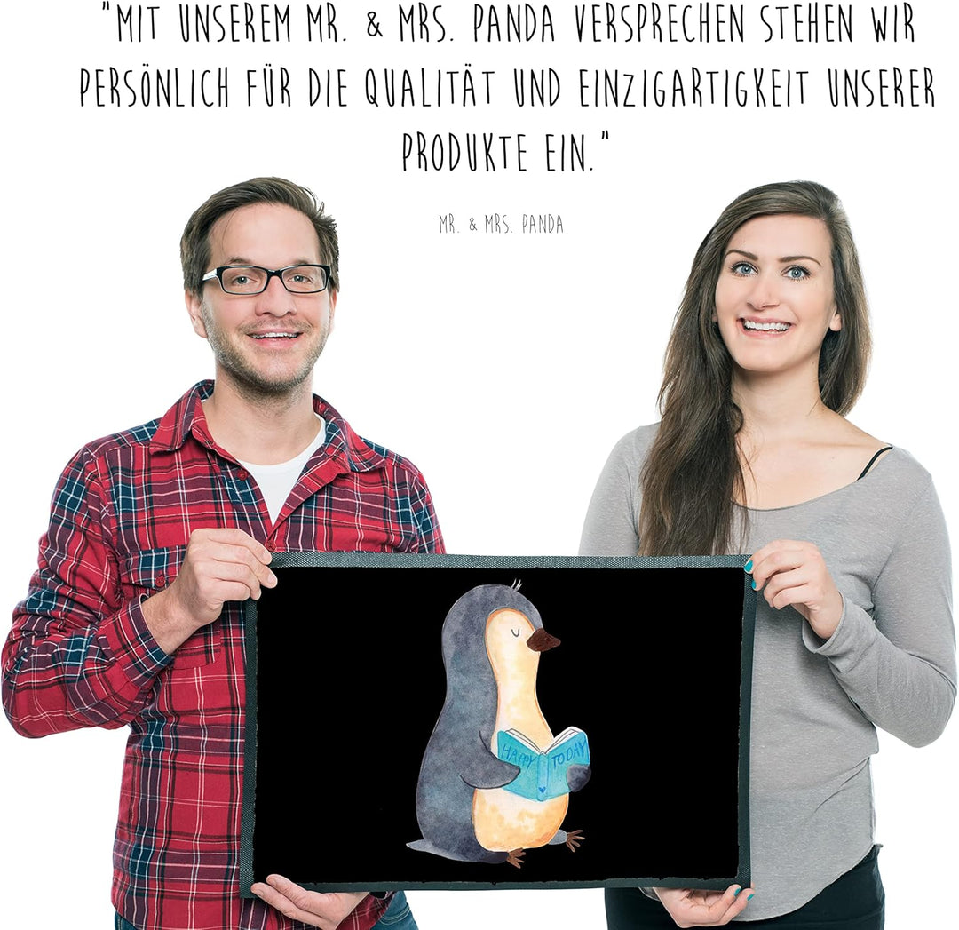 Mr. & Mrs. Panda 50 x 75 cm Fussmatte Pinguin Buch - Geschenk, Lesen, Fussabstreifer, Bücherwurm, Ni