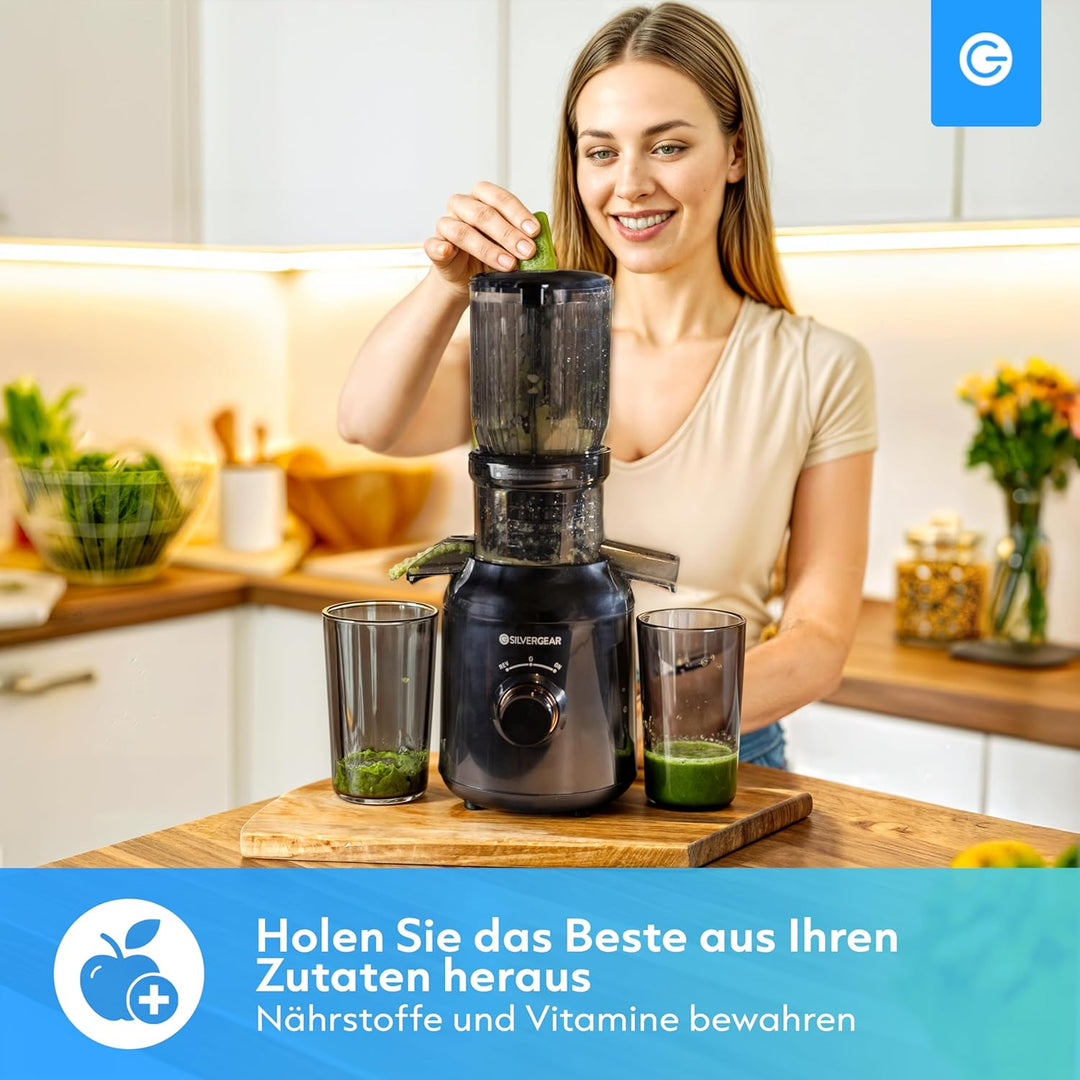 Silvergear® Entsafter | für Obst- und Gemüsesäfte | Saftpresse Elektrisch Leistungsstarker Motor mit