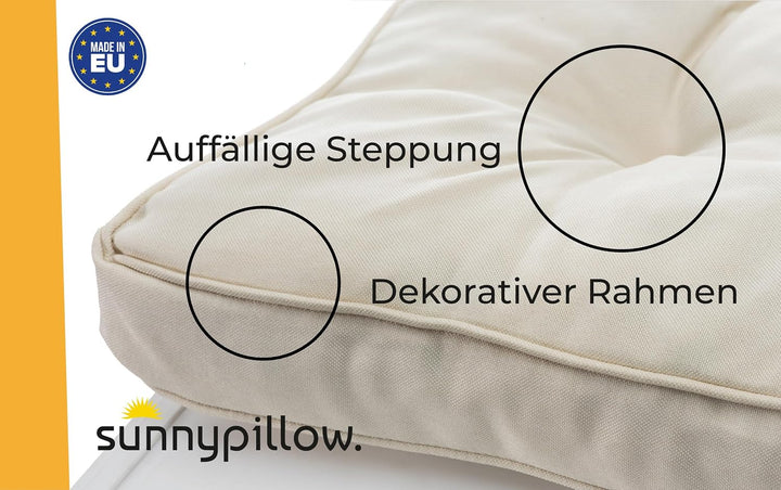 sunnypillow Polster für Gartenmöbel - 2er Set : Sitzkissen 60 x 60 cm + Rückenlehne 60 x 40 cm - Gar