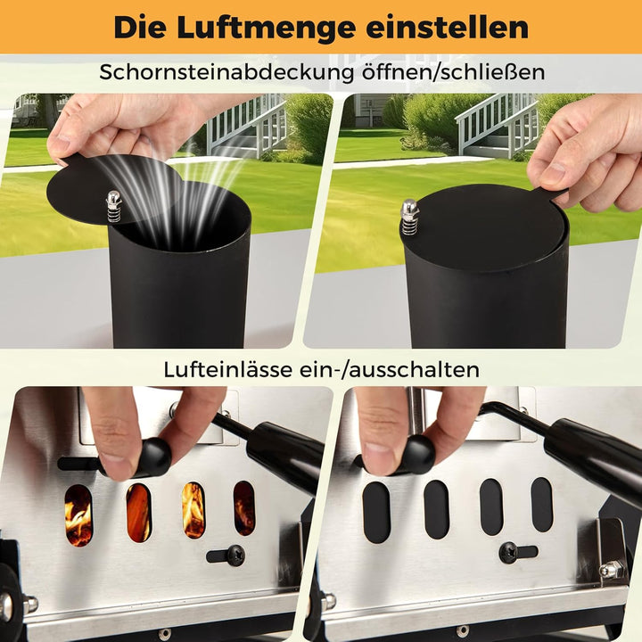 COSTWAY Outdoor Pizzaofen, Pizza Ofen mit Pizzaschaufel, Pizzastein, wasserdichter Abdeckung, Edelst