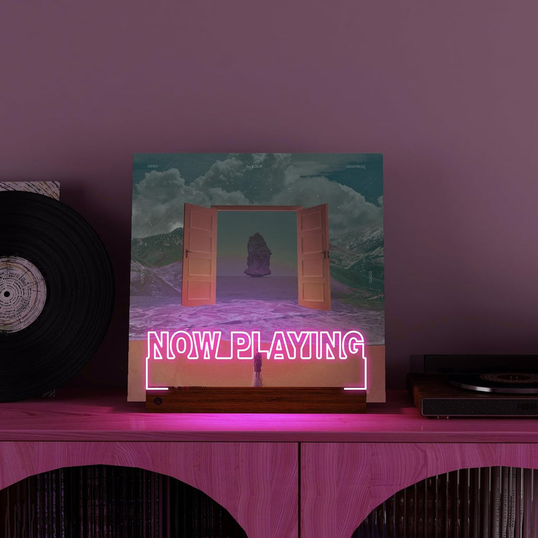 YuanDian Schallplattenständer, Light up Now Playing Vinyl Record Stand mit 16 wechselnden Farbe Lich