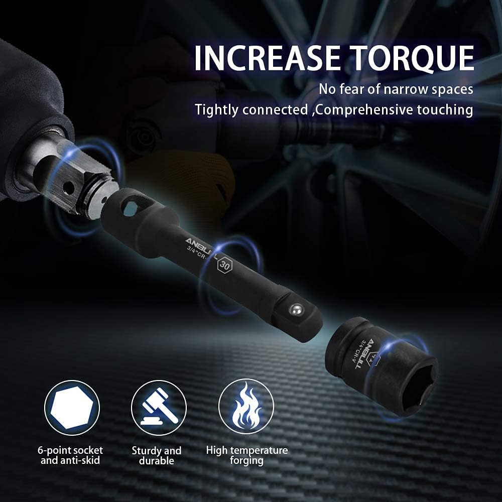 Anbull 3/4" and 1" Schlagschrauber Nuss Set, 26 Pcs Impact Socket Set Steckschlüsselsatz Satz, Metri
