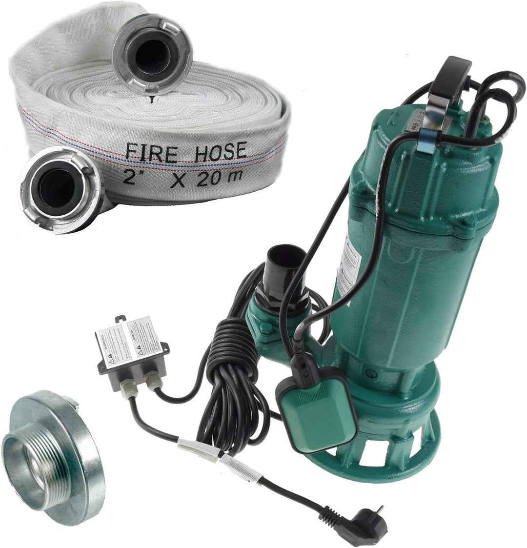 Profi Fäkalienpumpe m. Schneidmesser Schmutzwasserpumpe 18 m³/h + 20m Schlauch