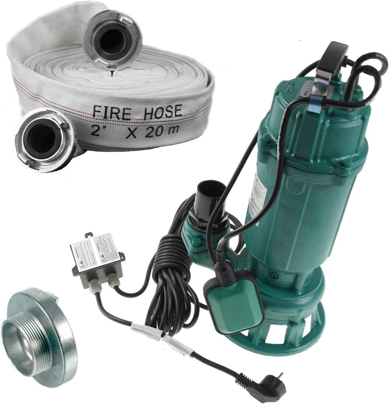 Profi Fäkalienpumpe m. Schneidmesser Schmutzwasserpumpe 18 m³/h + 20m Schlauch