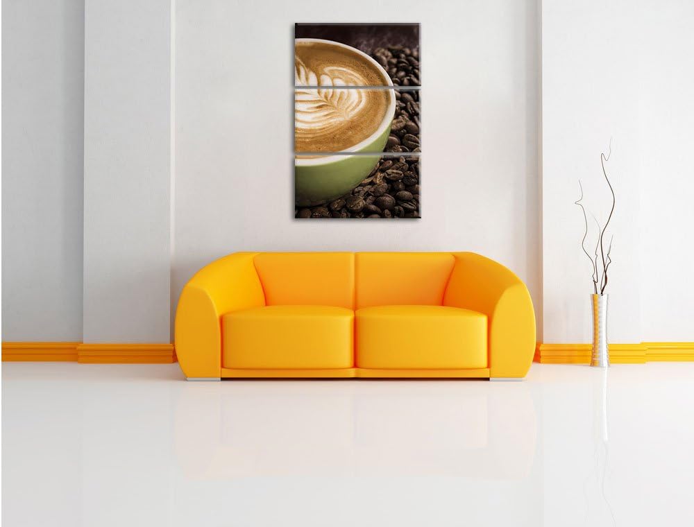 Pixxprint Coffee Cappuccino Kaffee Nachmittag als Leinwandbild/Grösse: 3 Teilig (120x80 cm) cm/Wandb