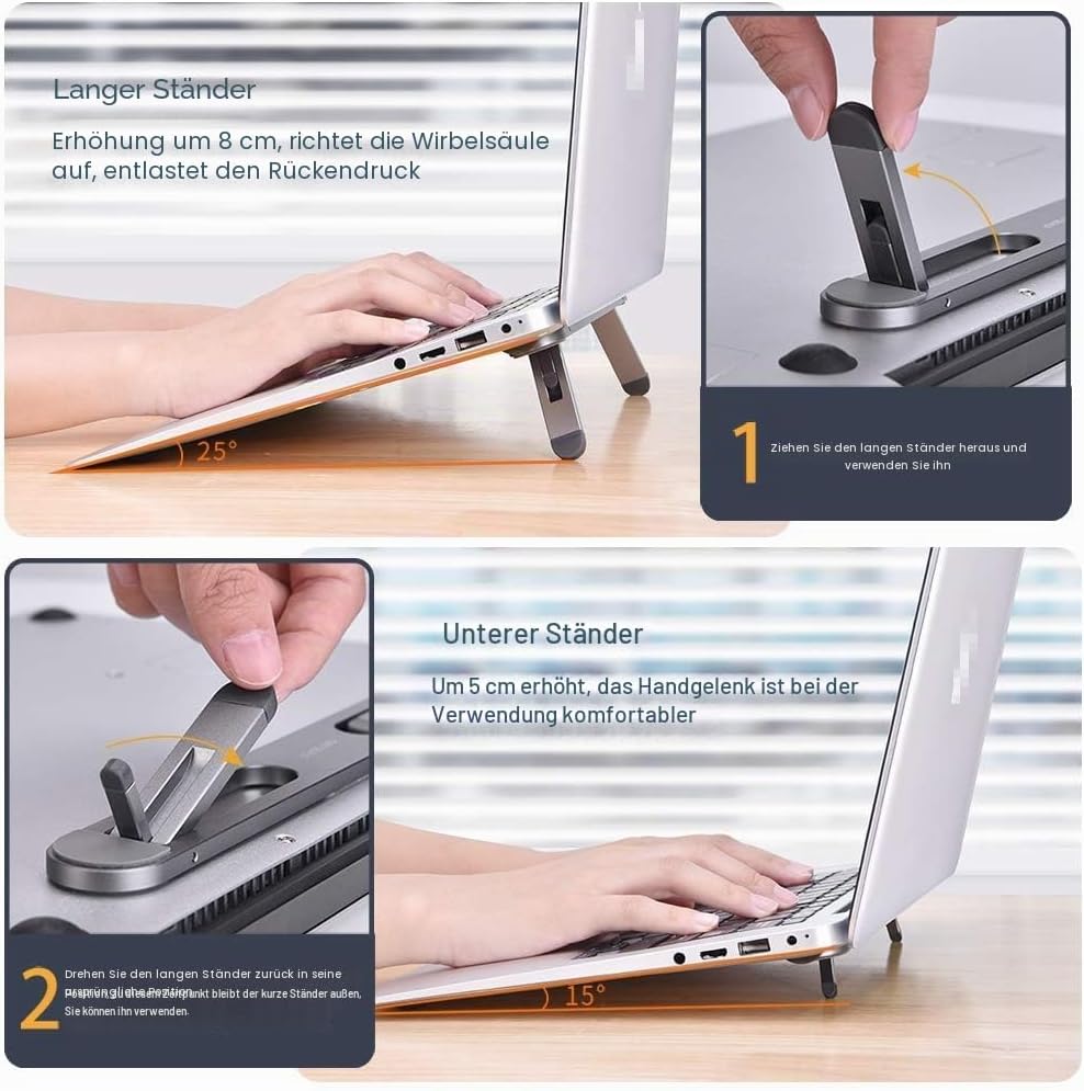 nediea Laptop Ständer, Mini Faltbarer Laptop Stand, Aluminium Notebook Ständer, Kompatibel mit MacBo