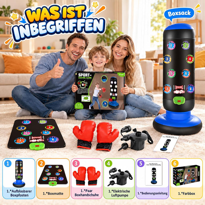 Boxsack Kinder, Boxsack Stehend mit Musik &amp; Licht, Interaktiv Punching Bag