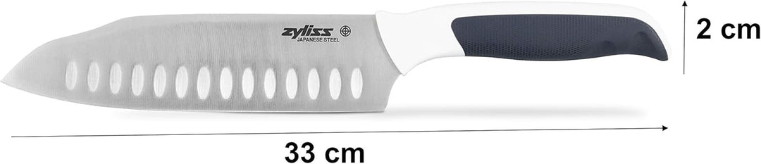 Zyliss E920212 Comfort Santoku Messer, Japanischer Edelstahl, Dunkelgrauer/weisser Griff, Küchenmess