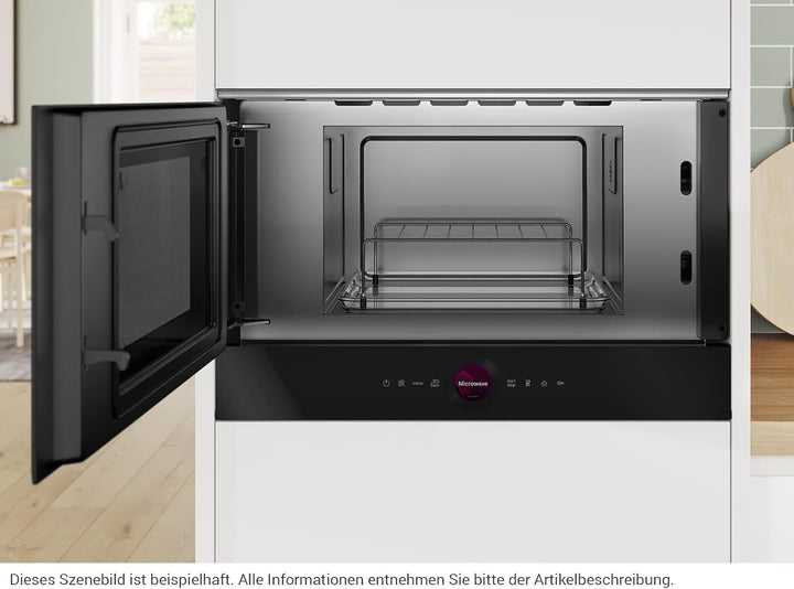 Bosch BEL7321B1, Serie 8 Einbau-Mikrowelle, Schwarz, 38 x 60 cm, 900W, Türanschlag Links, AutoPilot
