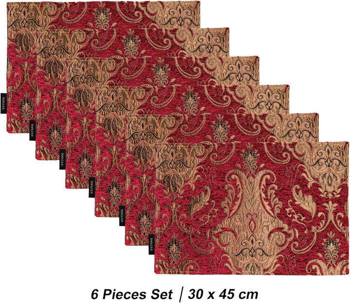 TOPLUXE Platzsets 6er Sets Jaquard Tischset Abwaschbar 30x45cm Platz-Matten für Esstisch Urlaub Part